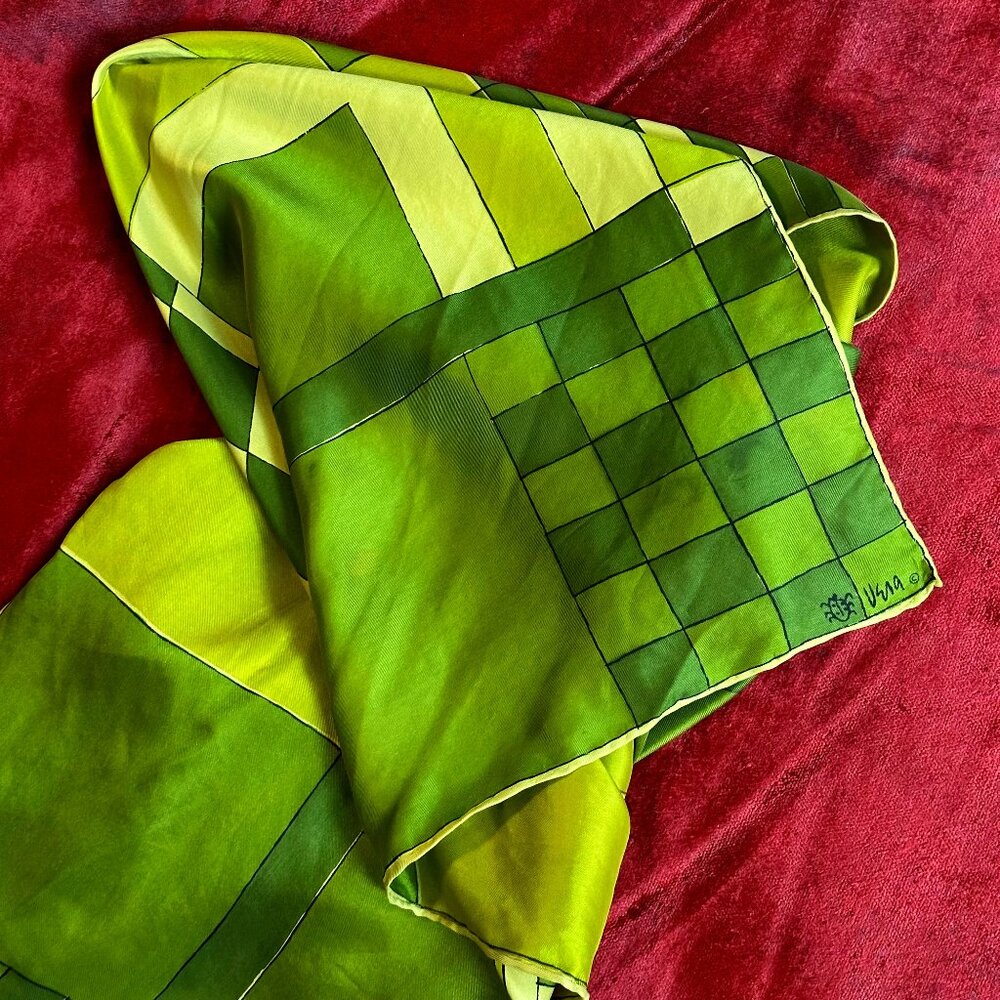 Satin Green Pattern Scarf
